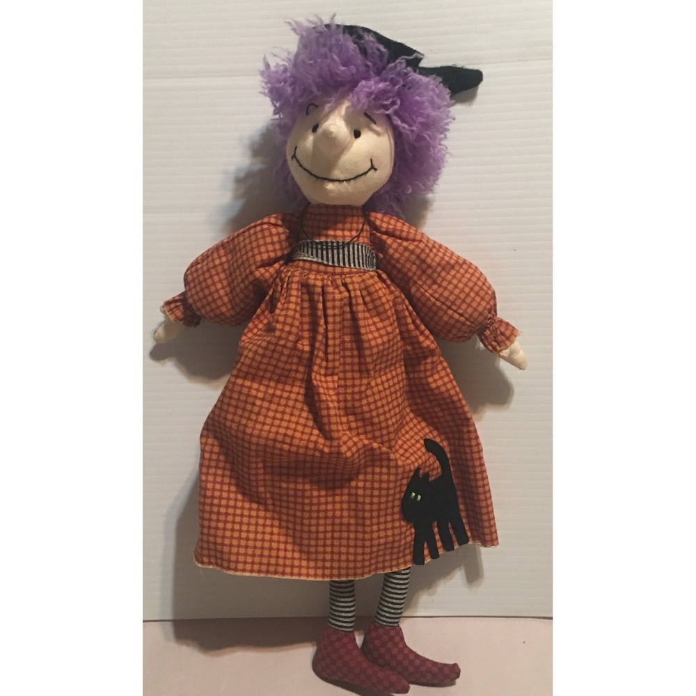 Halloween Primitive‎ Folk Art Shelf Sitter cloth Witch Doll Hallmark